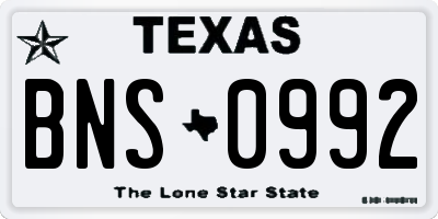 TX license plate BNS0992
