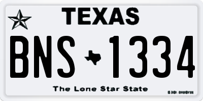 TX license plate BNS1334