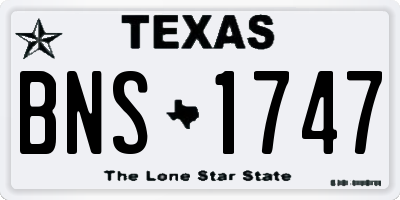 TX license plate BNS1747
