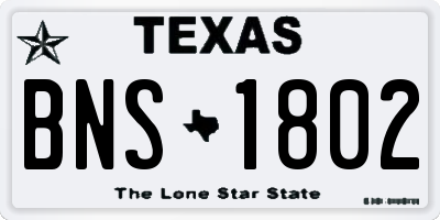 TX license plate BNS1802