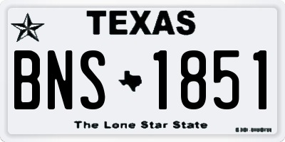 TX license plate BNS1851