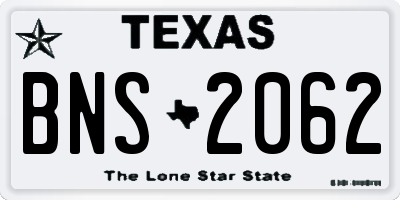 TX license plate BNS2062