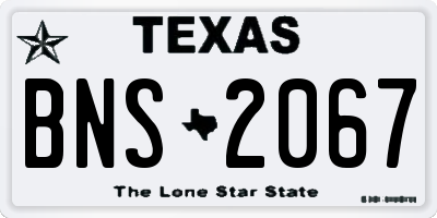 TX license plate BNS2067