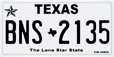 TX license plate BNS2135