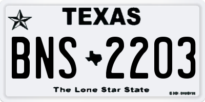 TX license plate BNS2203
