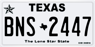 TX license plate BNS2447