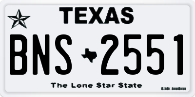 TX license plate BNS2551