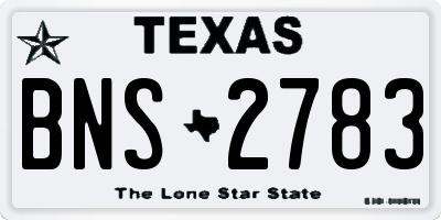 TX license plate BNS2783