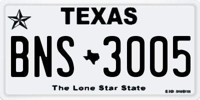 TX license plate BNS3005