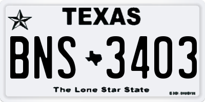 TX license plate BNS3403