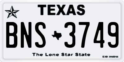 TX license plate BNS3749