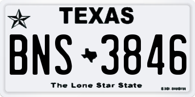 TX license plate BNS3846