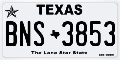 TX license plate BNS3853