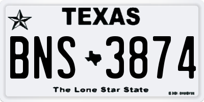 TX license plate BNS3874