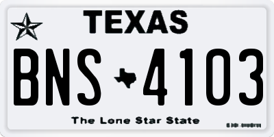 TX license plate BNS4103