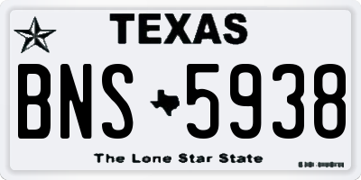TX license plate BNS5938