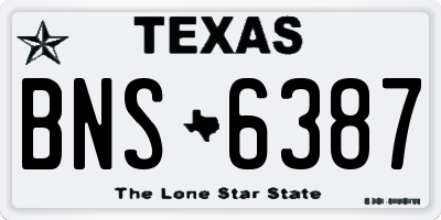 TX license plate BNS6387