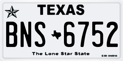 TX license plate BNS6752