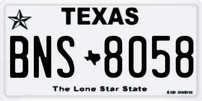 TX license plate BNS8058