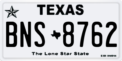 TX license plate BNS8762