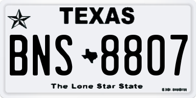TX license plate BNS8807