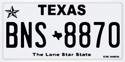 TX license plate BNS8870