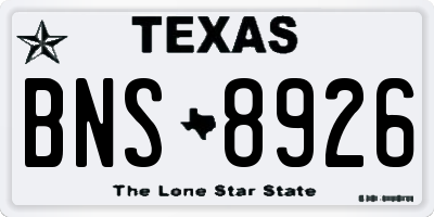 TX license plate BNS8926