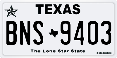 TX license plate BNS9403