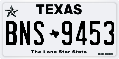 TX license plate BNS9453