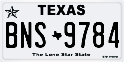 TX license plate BNS9784