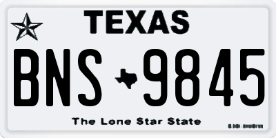 TX license plate BNS9845