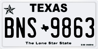 TX license plate BNS9863