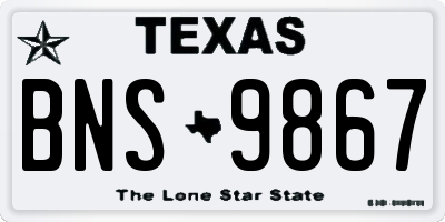 TX license plate BNS9867