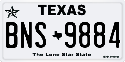 TX license plate BNS9884