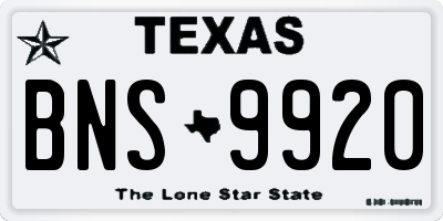 TX license plate BNS9920
