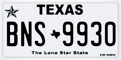 TX license plate BNS9930
