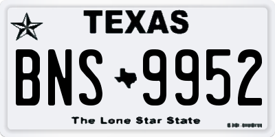 TX license plate BNS9952