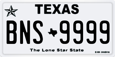 TX license plate BNS9999