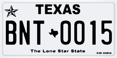 TX license plate BNT0015