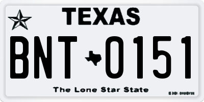 TX license plate BNT0151