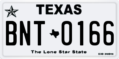 TX license plate BNT0166
