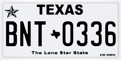 TX license plate BNT0336