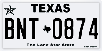 TX license plate BNT0874