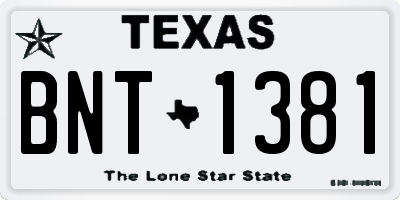 TX license plate BNT1381
