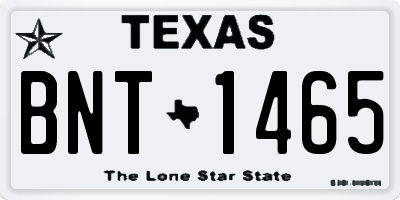 TX license plate BNT1465