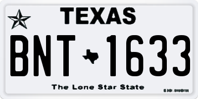 TX license plate BNT1633