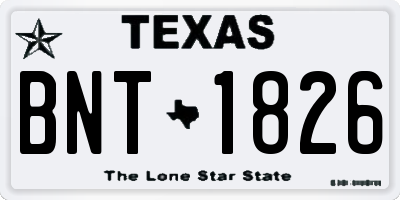 TX license plate BNT1826