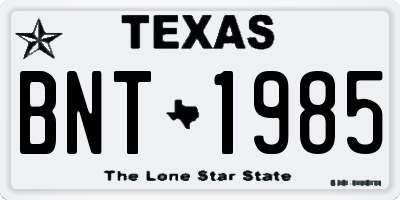 TX license plate BNT1985