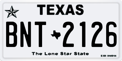 TX license plate BNT2126