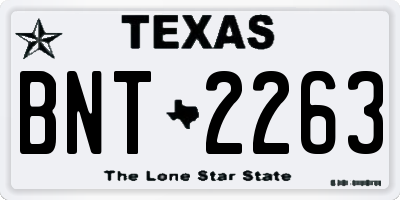 TX license plate BNT2263